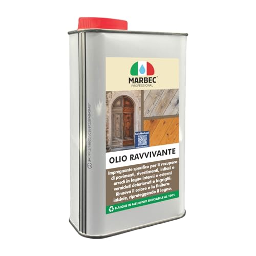 Marbec Olio Ravvivante 1Lt Impregnante Per Restaurare E Recuperare Le Superfici E Pavimenti In Legno Verniciato Deteriorate Dal Tempo E Dall'Usura.