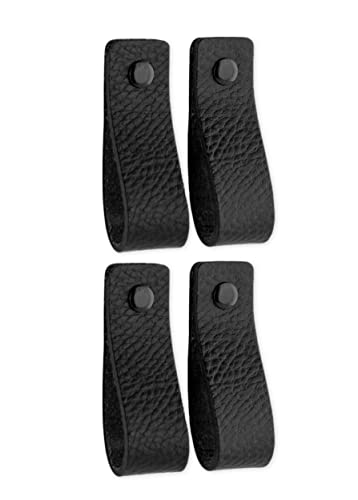 Brute Strength - Maniglie In Pelle Per Mobili - Nero - 4 Pezzi - 16,5 X 2,5 Cm - Maniglia Per Mobili, Maniglia Per Porte Per Cucina, Bagno, Armadi, Co