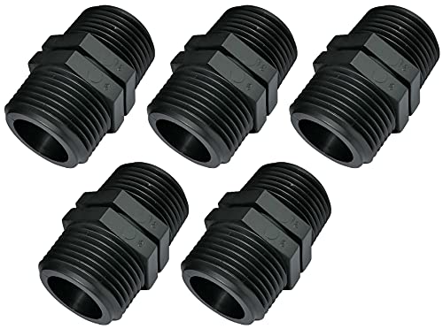 Aerzetix - C51978 - Set Di 5 - Nipplo Uguale Con Raccordo Filettato In Plastica - Doppio Filettatura Maschio/Maschio - 1"X1'' - Pn 10 Bar - Raccordi A