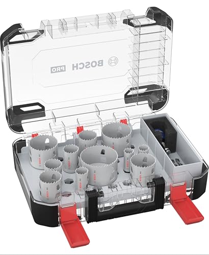 Bosch Pro Multi Material Power Change Plus Set Di 14 Seghe A Tazza – Custodia Trasparente (Per Legno Tenero, Muro A Secco, Ø 20 – 76 Mm, Accessori Pro