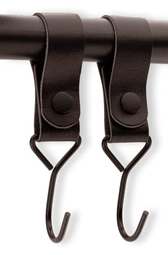 Brute Strength - Gancio Multifunzione Con Passante In Pelle – Nero – 2 X – Gancio Appendiabiti In Pelle