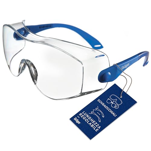 Dräger Occhiali Protettivi Da Lavoro X-Pect 8120 | Sovraocchiali Adatti Anche Per Chi Porta Gli Occhiali | Antipolvere, Antischizzo E Antivento | Legg