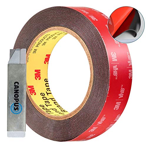 Canopus Professionale Biadesivo Extra Forte Per Esterno, Interno, Nero 24 Mm X 5M, Impermeabile Nastro Biadesivo, Nastro Di Fissaggio Di Targhe Per Au