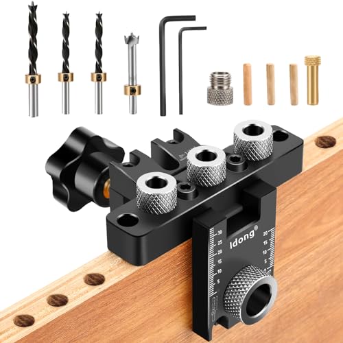 8/10/15Mm Dima Per Fori A Tasca,3 In 1 Dima Per Tasselli Legno, Kit Di Guida Per Trapano Con Clip Di Posizionamento Regolabile (Nero Dima Per Fori A T