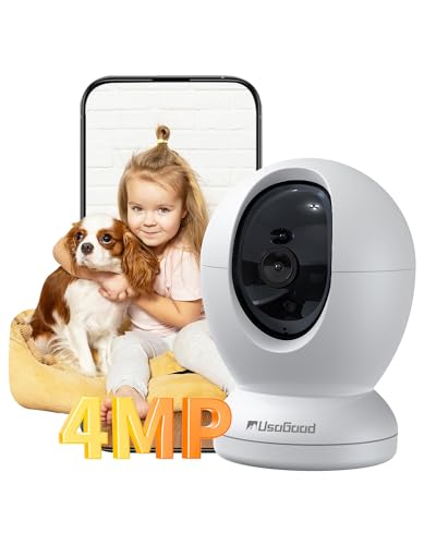 Usogood 4Mp Telecamera Wifi Interno, 2.4G&5G Wifi Videocamera Sorveglianza Interno 360° Per Bambini/Animali Con Visione Notturna, Audio Bidirezionale,