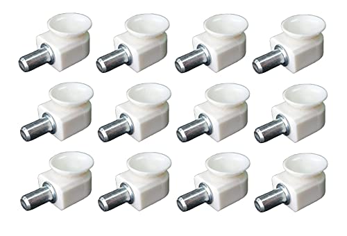 Reggipiani Cristalli Maco, Supporti Con Ventosa Per Vetri E Ripiani Di Pensili, Vetrine, Cristalliere. Perno 5 Mm (Bianco)