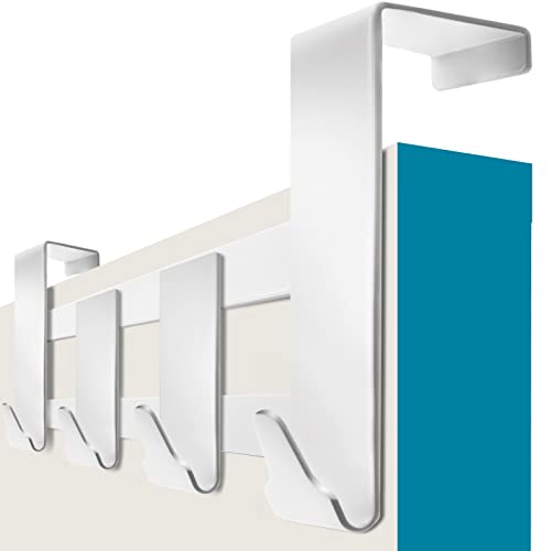 4Smile Appendiabiti Da Porta – Attaccapanni Da Porta Bianca, Appendi Abiti Per Porte + Cuscinetti Antiscivolo E In Feltro – Appendiabiti Per Porta