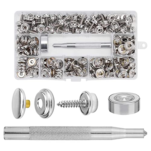 Bottoni A Pressione Metallo - Set Di 60 Bottoni Automatici A Pressione Bottoni A Pressione Per Cuoio Con 2 Strumenti Di Fissaggio Bottoni A Clip Metal