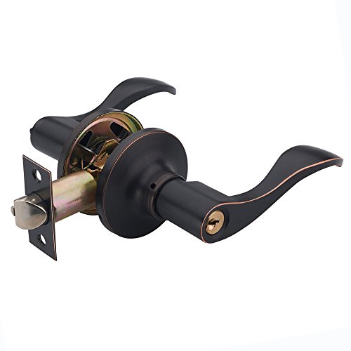 Haifuan Wave Style Lever Handle Entry Front Door Knob Leverset Lockset, Finitura In Nichel Satinato (805)