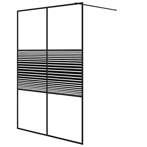 Vidaxl Parete Doccia Walk In Nero 140X195 Cm Vetro Trasparente Esg