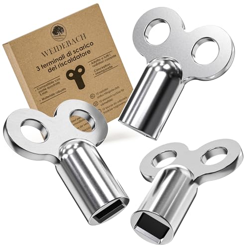 3X Weidebach® Chiavi Di Spurgo Per Radiatori, Adatta A Tutti I Radiatori Chiave Della Valvola Del Radiatore, Robusta E Stabile, Riduce I Rumori, Spurg