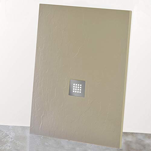 Yellowshop-Piatto Doccia Rettangolare In Marmoresina Ardesia Beige, Dimensioni: 80X100 Cm