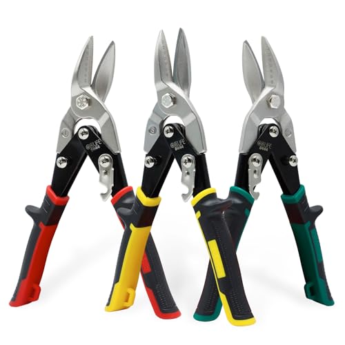 Cclife Cesoia Per Lamiera Cr-Mo Aviation Snips Doppia Leva Dal Taglio Dritto Sinistro E Destro E Dritto 45Mm