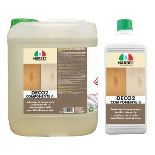 Marbec Deco2 (Comp.A 5Lt +Comp.B 1Lt) Decapante Per Schiarire Il Legno Con Una Soluzione Stabile E Specifica Per Il Trattamento Decolorante Delle Supe