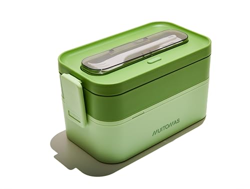Muitomas, Lunch Box 1700Ml, Porta Pranzo Con Posate E Due Contenitori, Portapranzo Ermetico Per Alimenti, Lunch Box Microonde, Lavastoviglie E Congela