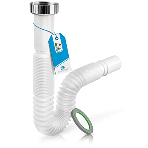 Tubo Di Scarico Flessibile 1 1/4" | Sifone Per Lavandino | 5/4" - Diametro: 32 Mm | Anti-Odore | Semplice Montaggio Senza Utensili | Estensibile Da 39