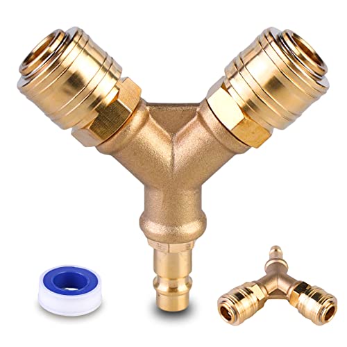 Distributore Di Aria Compressa 2 Vie, Distributore Aria Compressa, Raccordo Aria Compressa, Connettore Frizione In Ottone Con Connettori Da 1/4 Pollic
