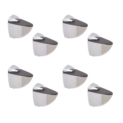 8X Reggipiani In Vetro Cromato - Robusti Reggipiani Per Ripiani In Vetro E Legno - Varie Dimensioni (S (14 Mm))