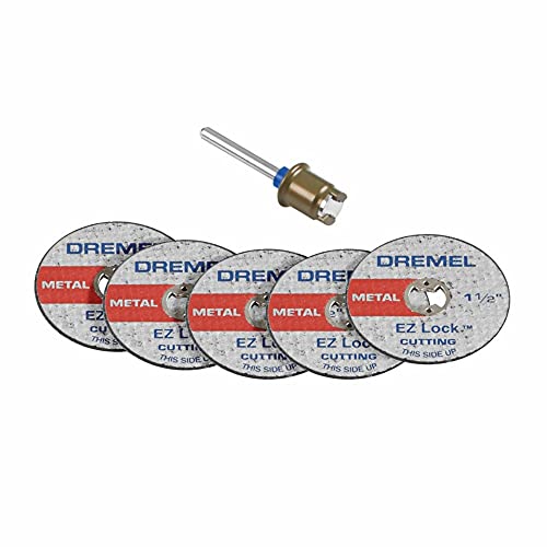 Dremel Ez406-02, Ez - Lock Starter Kit, 1 1/2" (38,1 Mm) Diametro Ruota, 5 Pezzi In Fibra Di Vetro Rinforzato Con Dischi Da Taglio E Mandrino Ez402 In