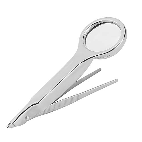 10X Magnifier Pinzette, Portatile In Acciaio Inox Multifunzionale Pinzetta Con Lente D'Ingrandimento 10X