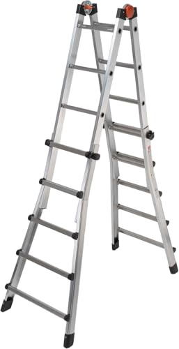 Scala Telescopica 5+5 Peppina - In Alluminio 10+10 - Max 572 Cm - Made In Italy Gierre