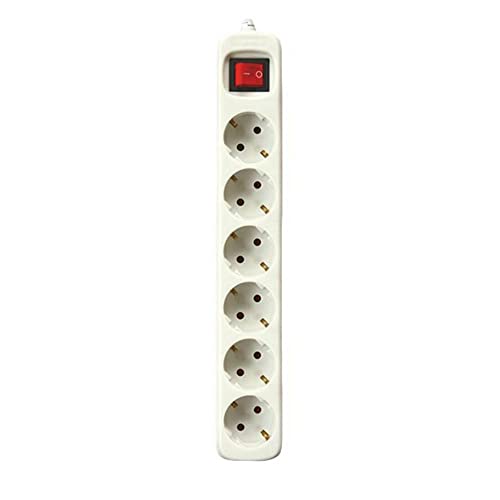 Silver Electronics 9632 – Base Elettrica 6 Uscite Con Interruttore, 3 M, Colore: Bianco