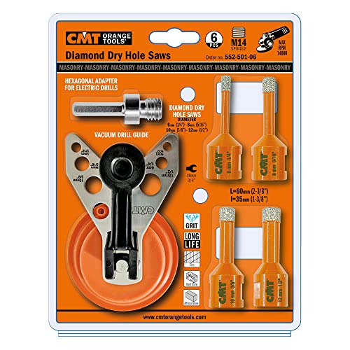 Cmt-Set 6 Pz Con 4 Punte Dia X Gres S=M14 D=6/8/10/12Mm Dx +2Acc