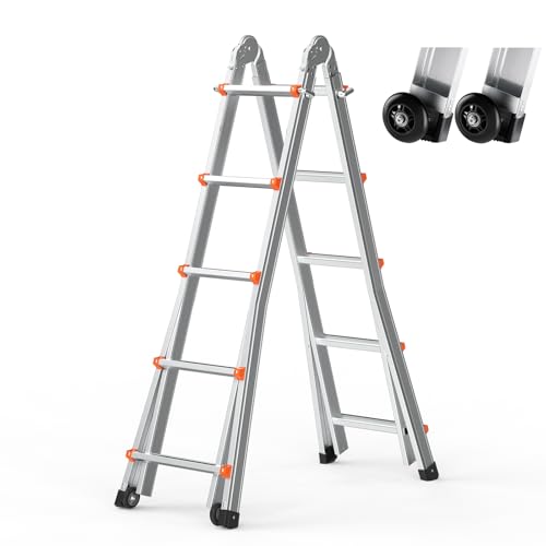 Vevor Scala Telescopica A Frame, Scala Estensibile Compatta In Alluminio 5120 Mm, Scala Pieghevole Portatile, Scala Telescopica Per Camper, Compiti A