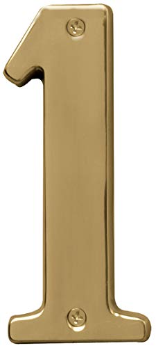 Hy-Ko Products Br-51Pb/1 Prestige Numero Civico 1 (Uno), 12,7 Cm, Finitura Ottone Lucido, 1 Pezzo