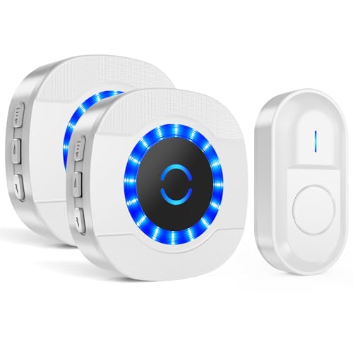 Surfou Campanello Senza Fili Per Casa, Impermeabile Wireless Doorbell Con 2 Ricevitores, Esterno 300M, 55 Suonerie, 5 Volume Regolabile, Indicatore Le