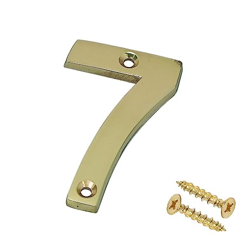 Merriway Bh04233 Carattere Numerico In Ottone Massiccio, Finitura Laccata E Lucidata, Numero 7, Bianco, 75 Mm