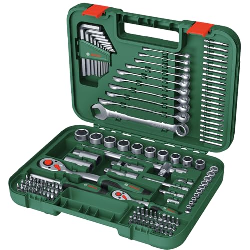 Bosch Set Advanced Utensili Man. 132 Pz. (Set Utensili Impieghi Di Fissaggio Gravosi; Mat. Alta Qual.; Design Ergon.; Chiavi, Chiavi A Brugola, Cricch