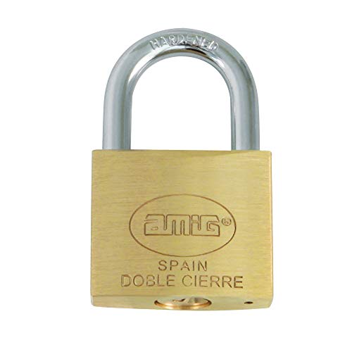 Amig - Lucchetto Di Sicurezza | Include 2 Chiavi | Arco Normale | Ottone E Arco In Acciaio Trattato | Per Armadietti Da Palestra, Porte, Armadi, Valig