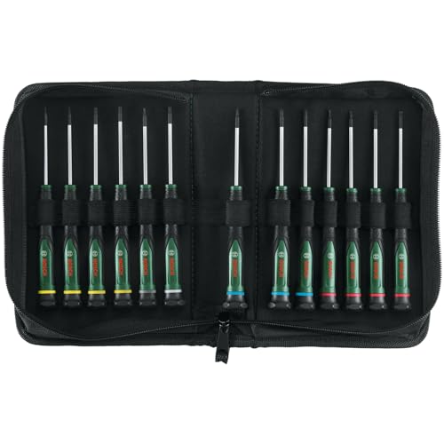 Bosch Set Di Cacciaviti Di Precisione 13 Pz. (Acciaio Extraduro S2 Per Fai Da Te, Modellismo E Artigianato; Punta Precis. Magn.; Ph/Tx/Hex/Sl; Dimens.