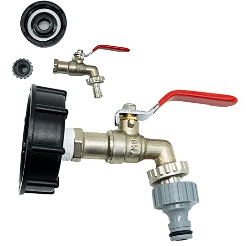 Lamxd Ibc - Rubinetto Per Ibc Tank 600/1000L, Filettatura Grossolana S60X6, Finitura Cromata Opaca,Cisterna 1000 L Adattatore Di Scarico Ibc Per Serba