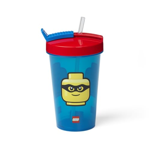 Room Copenhagen Lego-Tazza Classica Con Cannuccia Iconic, Blu/Rosso, Taglia Unica