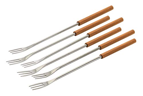 Kuhn Rikon Käsefonduegabeln Ciliegio, 6 Pezzi, Argento/Colore Del Legno