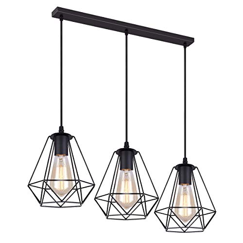 Idegu 3 Luci Lampadario A Sospensione Vintage Industriale Lampada Da Soffitto Paralume A Forma Di Gabbia In Metallo E27 Lampada A Sospensione Per Cuci