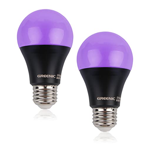 Greenic Lampadine A Luce Nera Led Uv E27 8W, Lampada Uv Con Lampadina A Luce Nera, Lampada A Luce Led Ultravioletti Per Halloween, Feste Di Compleanno