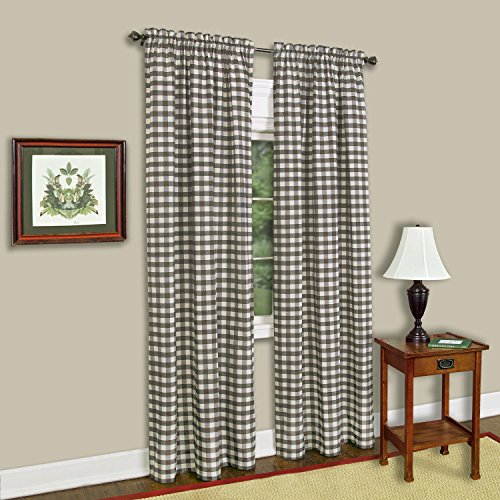 Achim Home Furnishings Single Panel Tenda Per Finestra A Quadri Di Buf, Sintetico, Tortora E Avorio, W 42" X L 84" (1 Panels)
