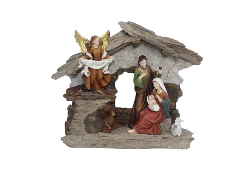 Natività Decorativa Con Capanna 20H Cm Con Luci