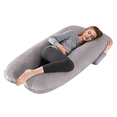Lannvan Cuscino Gravidanza - Cuscino Gravidanza Per Dormire A Forma Di U Supporto Maternità - Cuscino Allattamento E Gravidanza Con Rivestimento In Ve