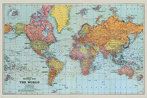 Pyramid International Stanfords General Map Of The World Maxi Poster 61 X 91,5 Cm, Plastica/Vetro, Multicolore, 61 X 91,5 X 1,3 Cm