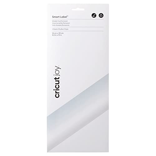 Cricut Writable Joy Etichetta Smart Vinyl Permanent | Trasparente | 33 Cm 4 X Fogli Di Vinile Autoadesivo | Da Utilizzare Con La Gioia, Bianco, 33Cm (