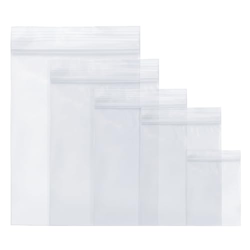 Baxcdyswe 500 Pezzi Bustine Trasparenti Richiudibili, 5 Misure Sacchettini Trasparenti Alimenti, Buste Plastica Richiudibili Zip, Ziplock Bags Chiusur