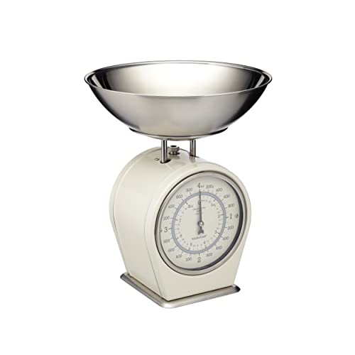 Kitchencraft Living Nostalgia Bilancia Da Cucina Meccanica, Analogica, 4 Kg, Crema Antico