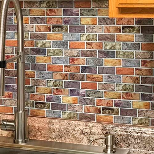 Art3D Adesivo Per Backsplash Cucina/Bagno 10 Pezzi Peel & Stick, 30 × 30 Cm Design Colorato In Piastrelle Di Marmo