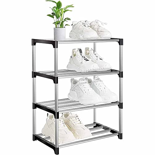 Vetrineinrete® Scarpiera Impilabile Portascarpe Scaffale 4 5 6 7 8 9 Ripiani Organizer Scarpe Salvaspazio (4 Ripiani)