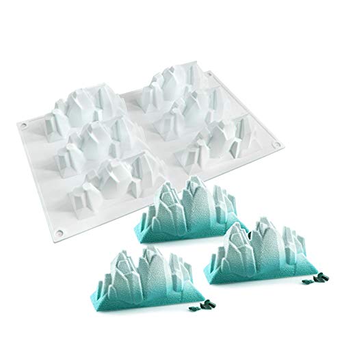 Stampi Dessert Per Cioccolato Torta Gelatina Cubetti Di Ghiaccio, 6 Fori Forma Di Montagna Della Neve, Bianco