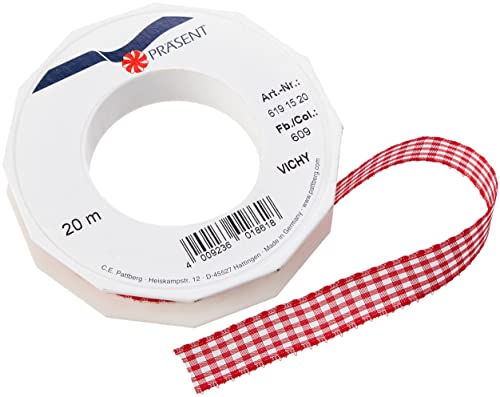 Präsent Nastro Regalo, Poliestere, Rosso/Bianco, 20-M-Rolle 15 Mm